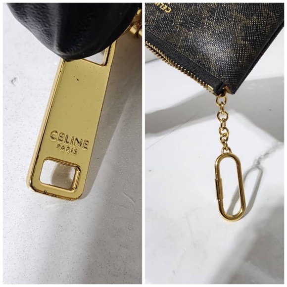 Authentic CELINE Triomphe Canvas Zipped Coin Purse/Wallet Black - Picture 6 of 12